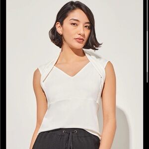 NWT Ming Wang Modern Fit Jersey Halter V-Neck Tank -medium